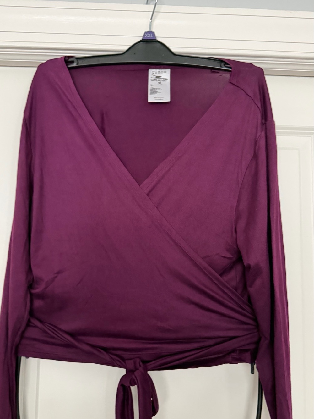 Deep Berry Wrap Crop Top with Ties wrap look xl